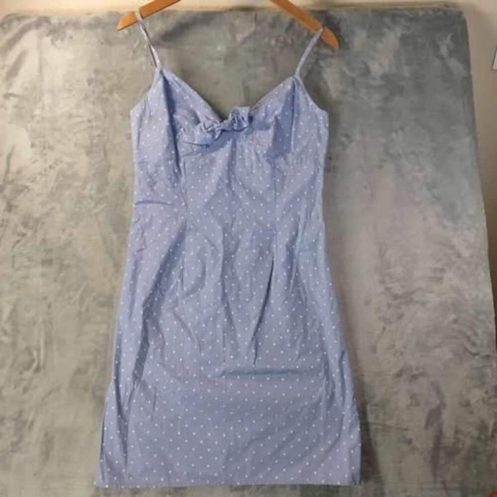 Ann Taylor Light Blue Polka Dot Mini Dress